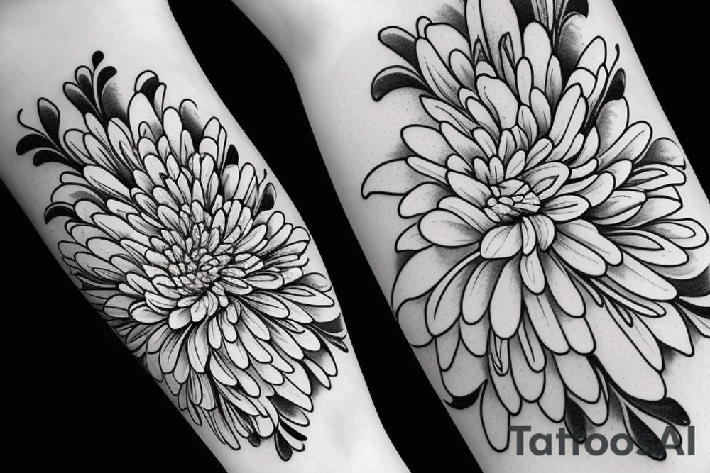 white wchrysanthemums on black backing sleeve tattoo idea
