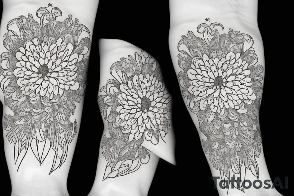 white wchrysanthemums on black backing sleeve tattoo idea
