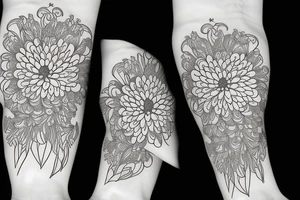 white wchrysanthemums on black backing sleeve tattoo idea