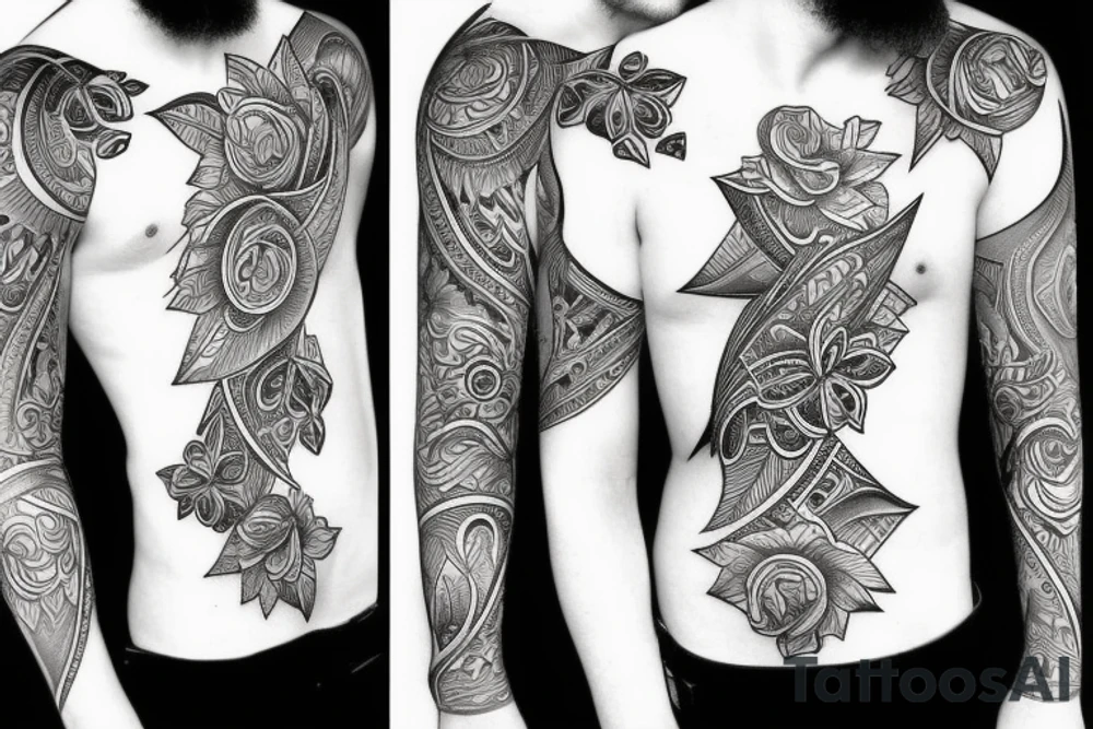 black backing sleeve tattoo idea