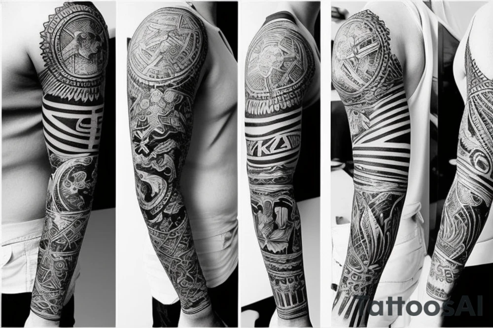 black backing sleeve tattoo idea