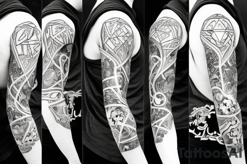 anime 
black backing 
sleeve tattoo idea