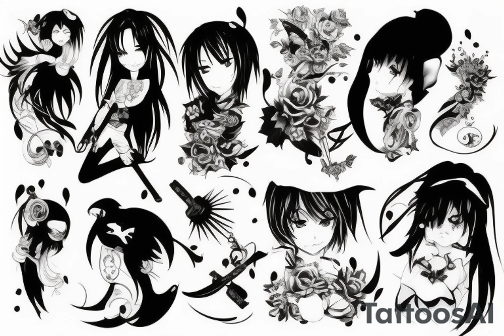 anime 
black backing 
sleeve tattoo idea