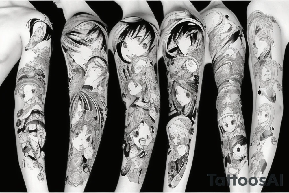 anime 
black backing 
sleeve tattoo idea
