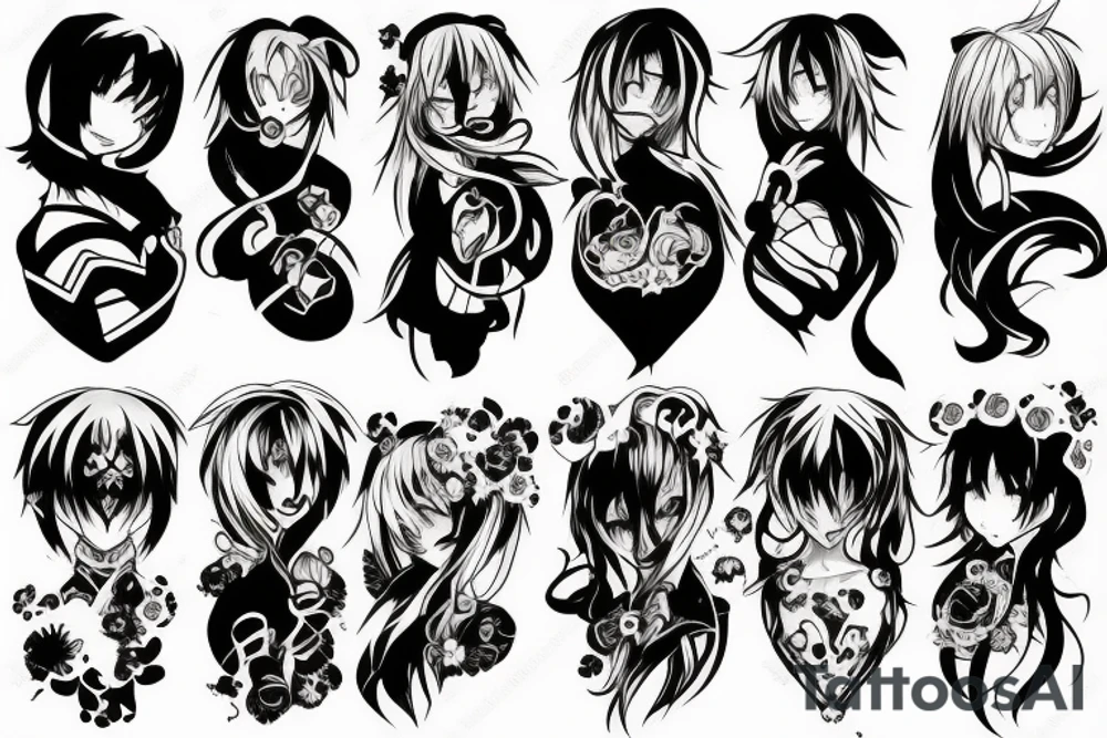 anime 
black backing 
sleeve tattoo idea