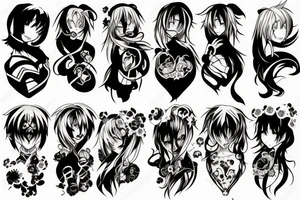 anime 
black backing 
sleeve tattoo idea