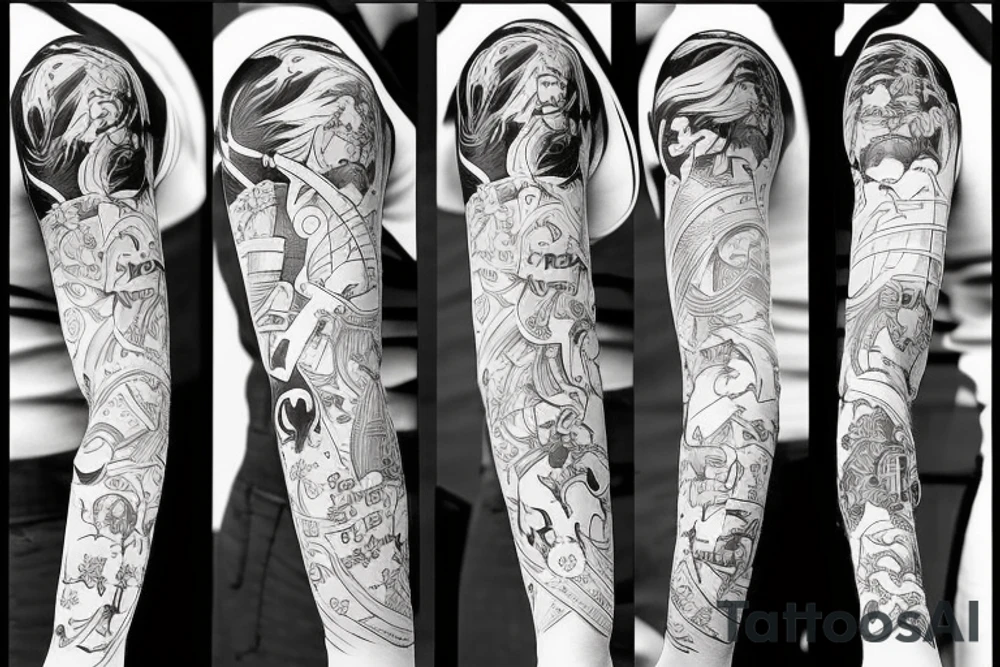 anime 
black backing 
sleeve tattoo idea