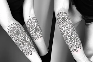 chrysanthemums
black backing 
sleeve tattoo idea