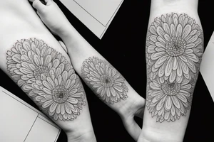 chrysanthemums
black backing 
sleeve tattoo idea