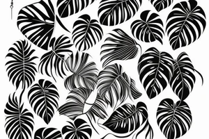 monstera leaves
black fond
sleeve tattoo idea