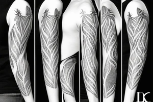 monstera leaves
black fond
sleeve tattoo idea