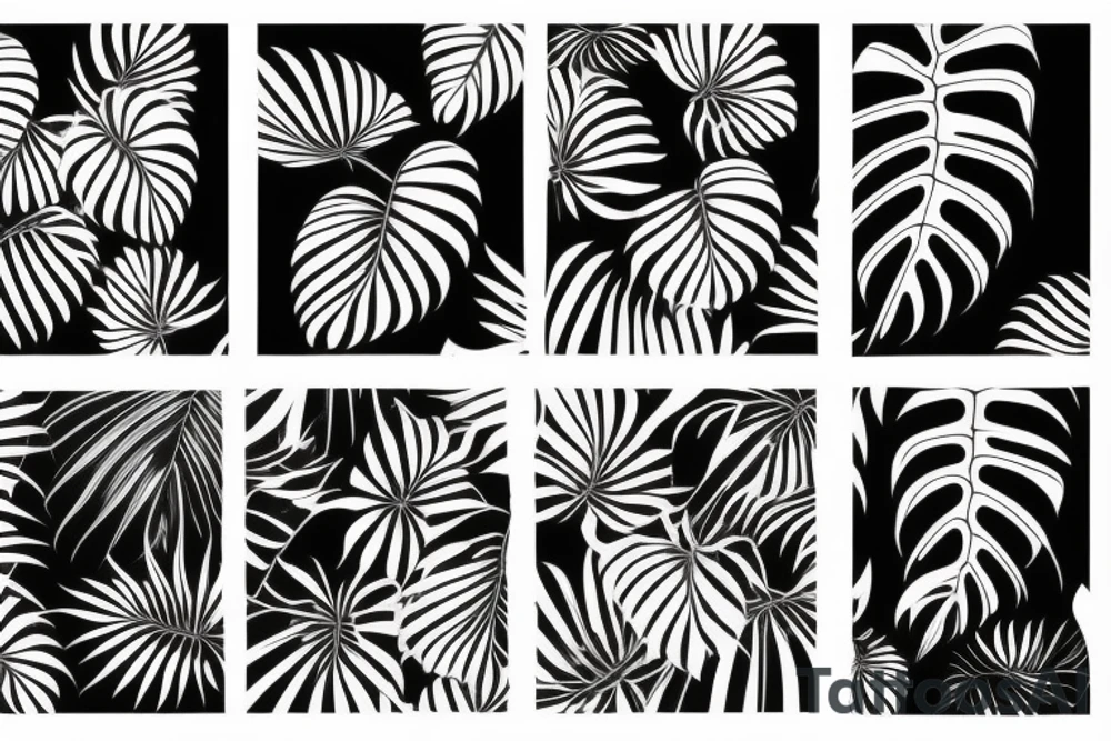 monstera leaves
black background
sleeve tattoo idea