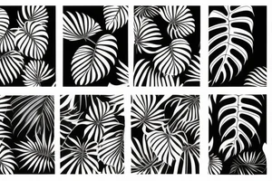 monstera leaves
black background
sleeve tattoo idea