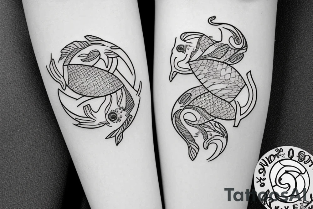 pisces symbol with embellishments on each side tattoo idea