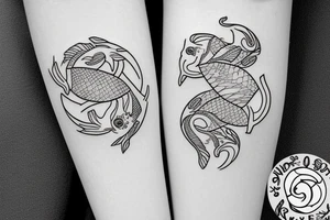 pisces symbol with embellishments on each side tattoo idea