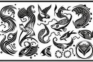 pisces symbol with tribal tattoo idea
