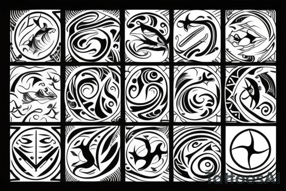 pisces symbol with tribal tattoo idea