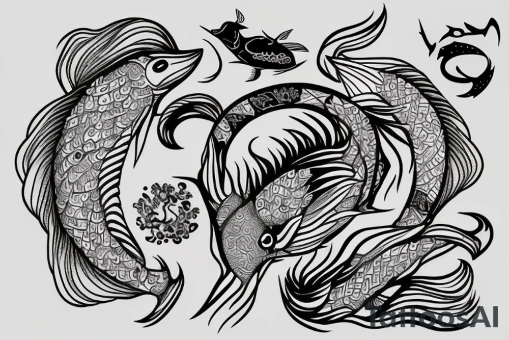 pisces zodiac 
sign tattoo idea