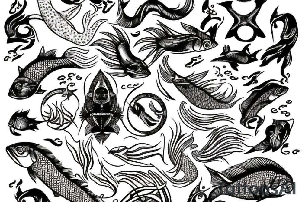pisces zodiac sign no fish tattoo idea