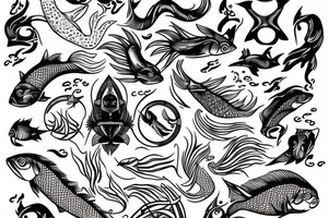 pisces zodiac sign no fish tattoo idea