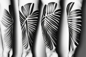 black background monstera leaves frangipani flowers sleeve tattoo idea