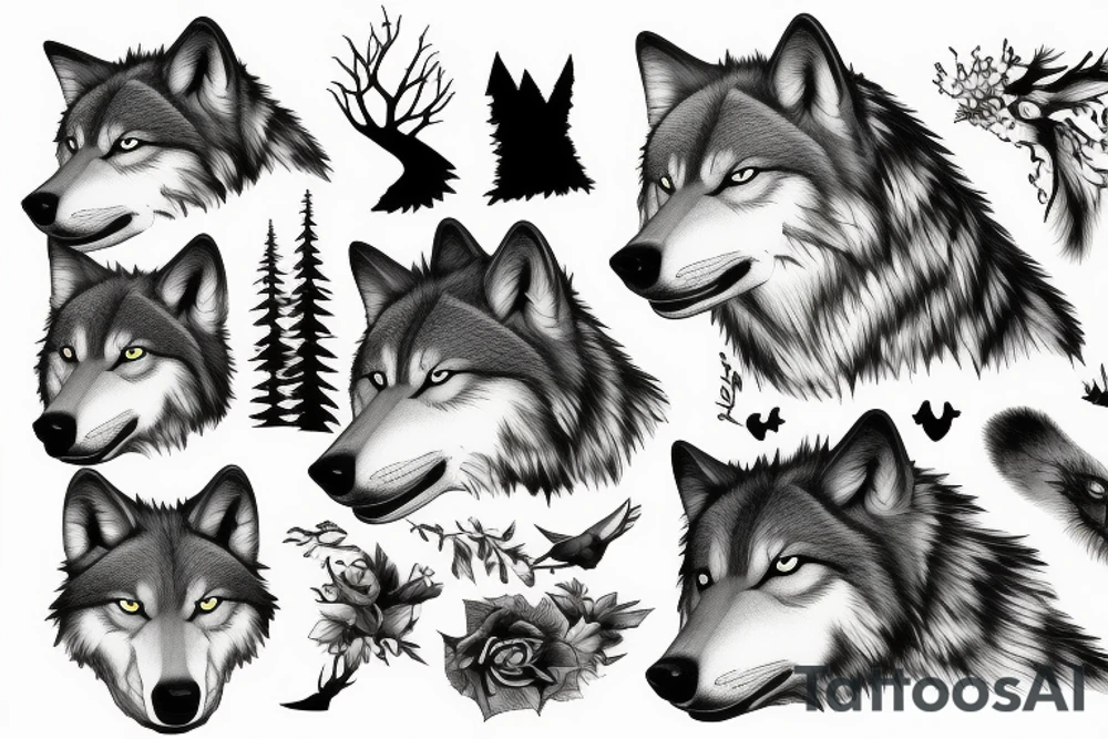 Wolf walking in the woods tattoo idea