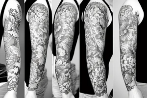 sleeve big flowers tattoo idea