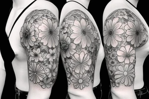 sleeve big flowers tattoo idea