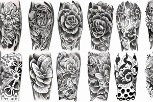 sleeve big flowers tattoo idea