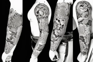sleeve big flowers tattoo idea