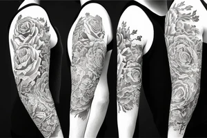 sleeve big flowers tattoo idea