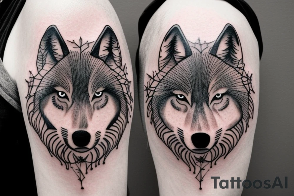 Wolf walking in the woods on my right shoulder tattoo idea Wolf walking in the woods on my right shoulder tattoo idea