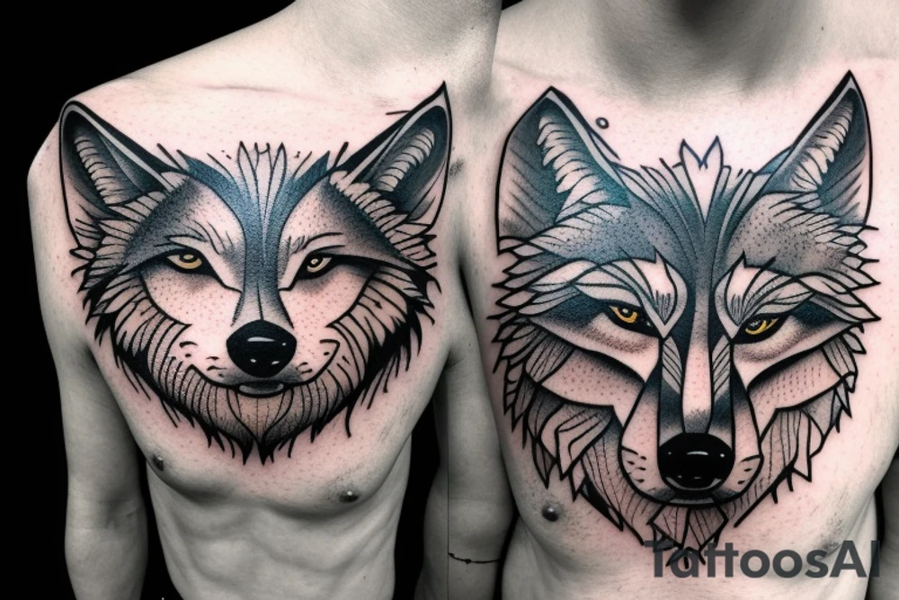 Wolf walking in the woods on my right shoulder tattoo idea