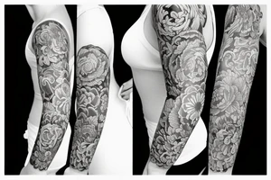 sleeve big flowers tattoo idea