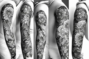 sleeve big flowers tattoo idea