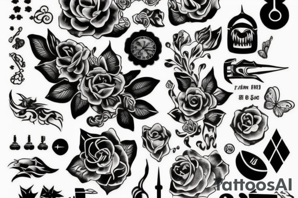 Анубис, луна, часы, песок tattoo idea