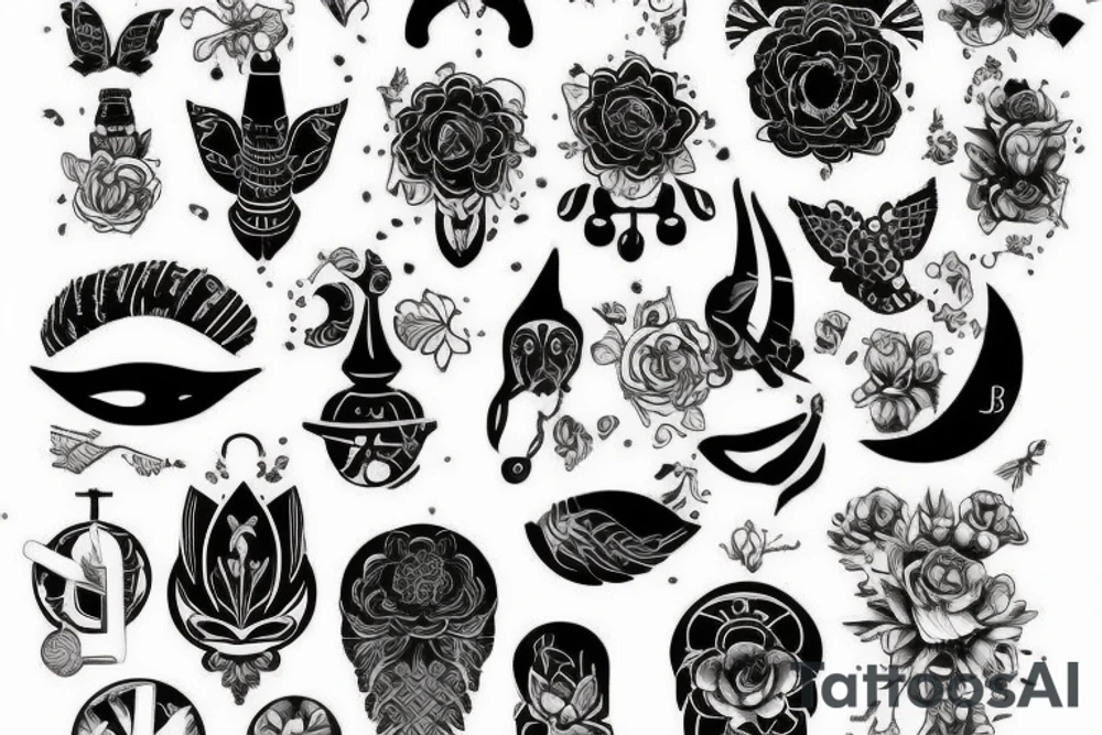 Анубис, луна, часы, песок tattoo idea