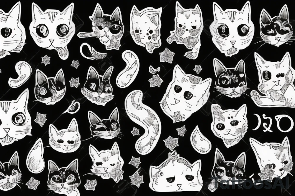black background sleeve with cat pads tattoo idea
