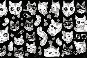black background sleeve with cat pads tattoo idea