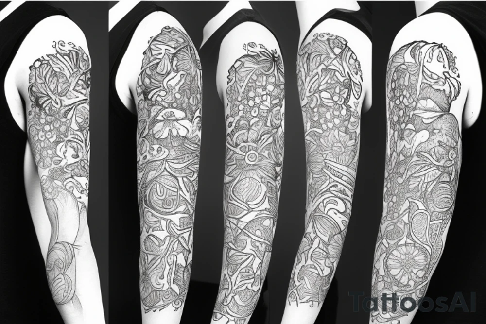 black background sleeve with chamomile tattoo idea