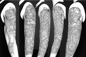 black background sleeve with chamomile tattoo idea