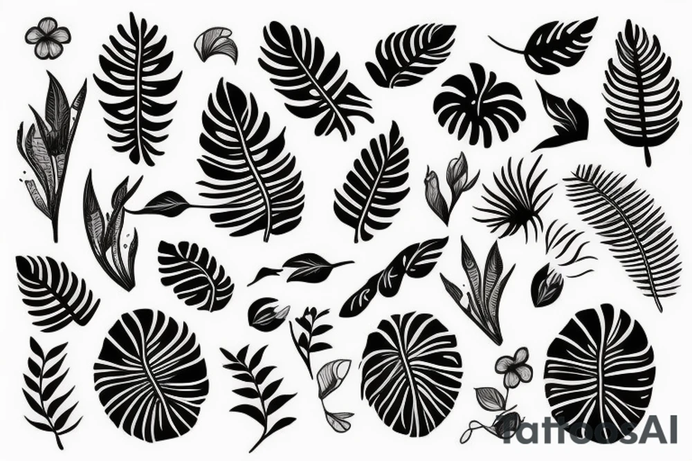 black background with tropical flowers tattoo idea black background with tropical flowers tattoo idea