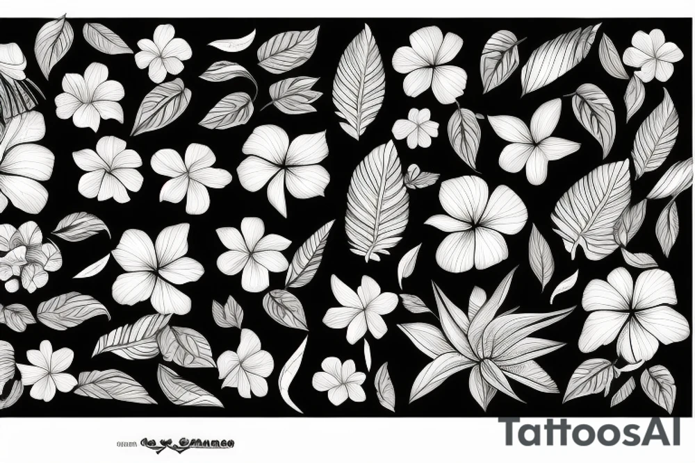 black background with tropical flowers tattoo idea black background with tropical flowers tattoo idea
