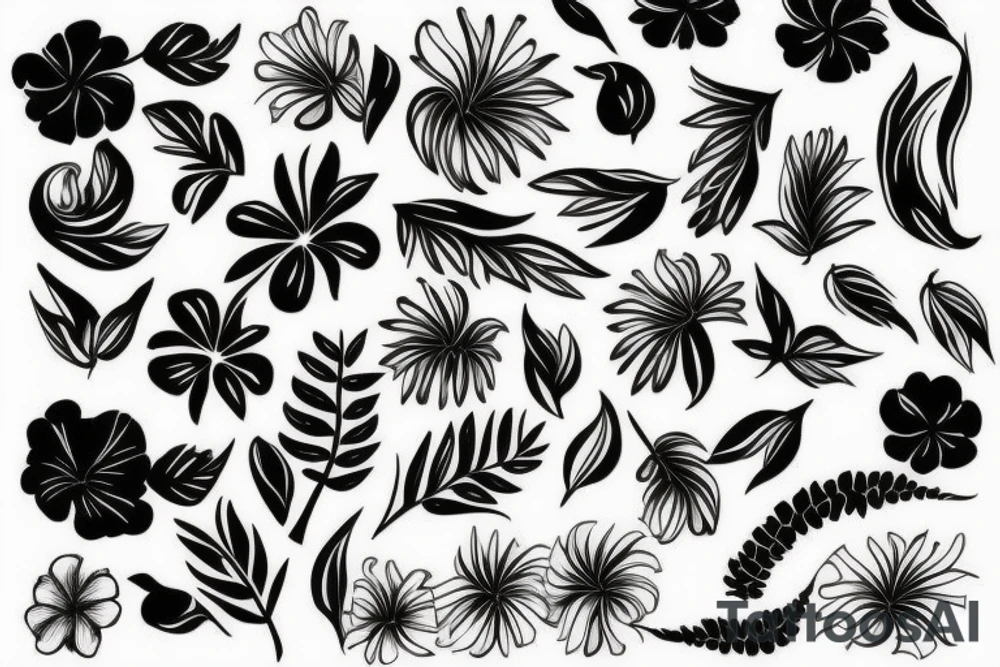 black background with tropical flowers tattoo idea black background with tropical flowers tattoo idea