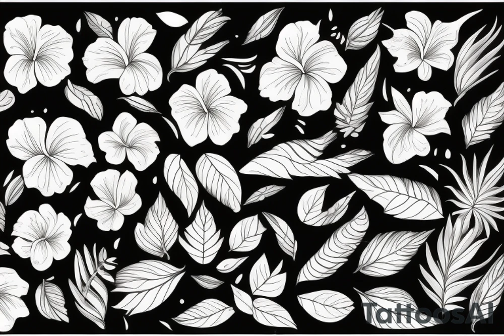 black background with tropical flowers tattoo idea black background with tropical flowers tattoo idea
