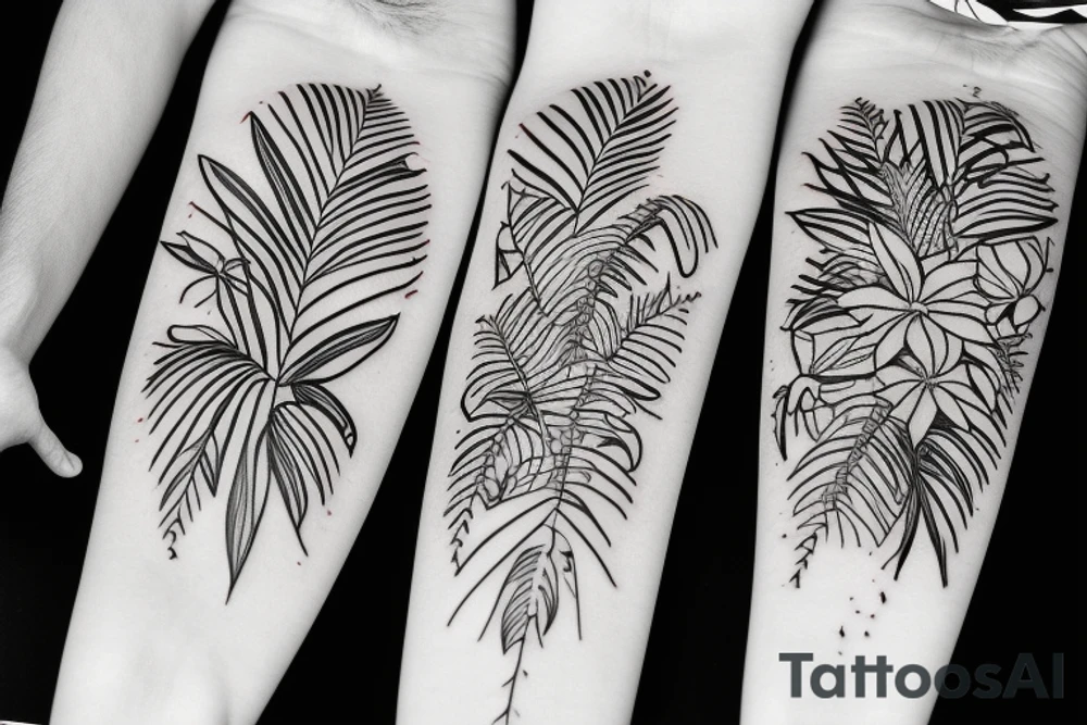 black background with tropical flowers tattoo idea black background with tropical flowers tattoo idea