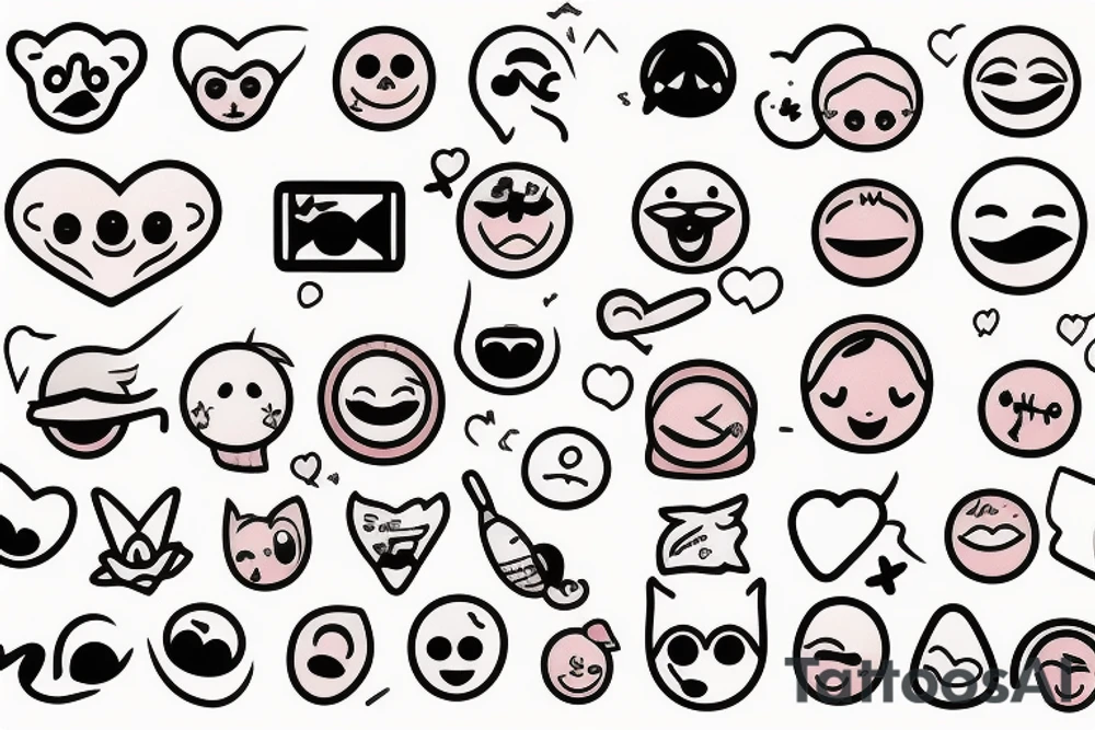 Mini friendship tattoos of basic emoji’s tattoo idea