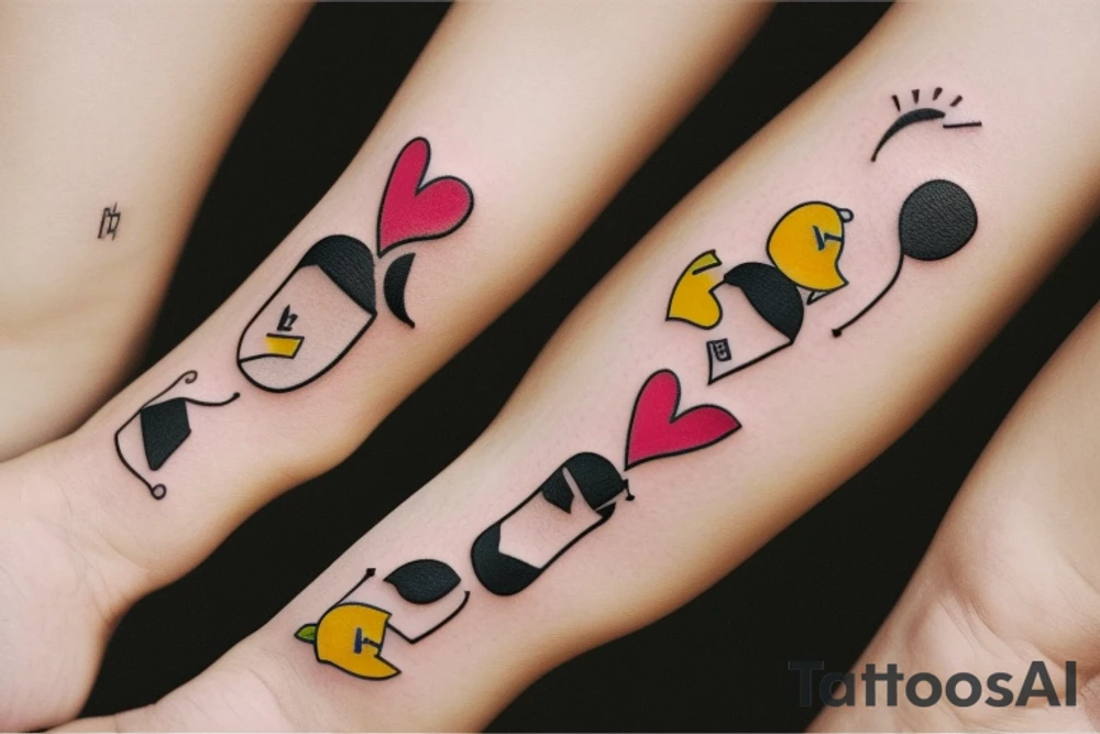 Mini friendship tattoos of basic emoji’s tattoo idea