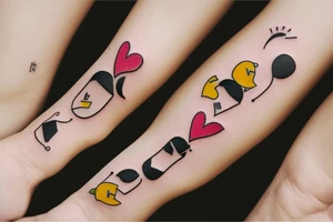 Mini friendship tattoos of basic emoji’s tattoo idea