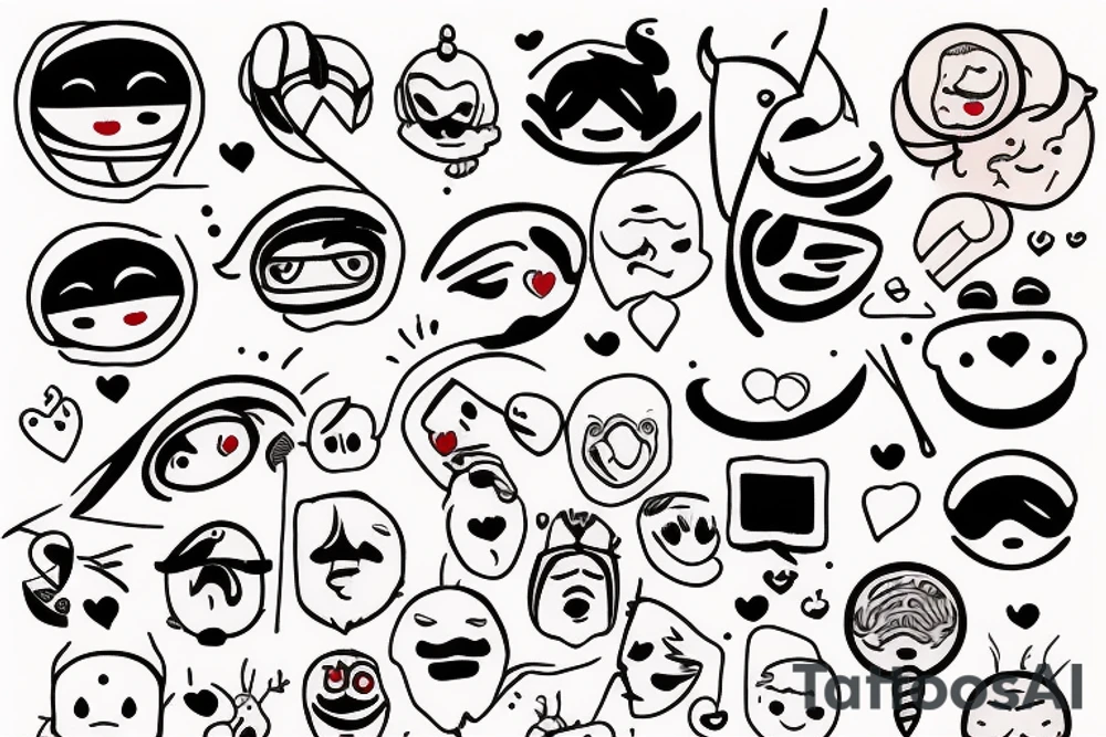 Mini friendship tattoos of basic emoji’s tattoo idea